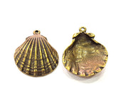 2 Oyster Charms Shell Charm Mussel Charms Sea Ocean Antique Bronze Charm Antique Bronze Plated Metal Charms (33x26mm)  G7302
