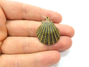 2 Oyster Charms Shell Charm Mussel Charms Sea Ocean Antique Bronze Charm Antique Bronze Plated Metal Charms (33x26mm)  G7302