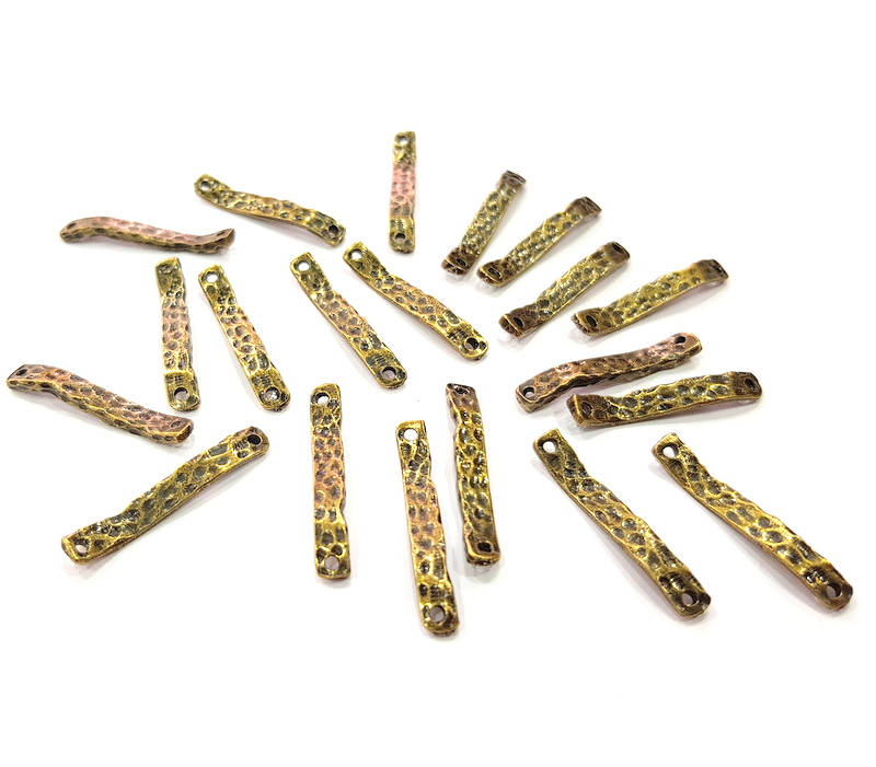20 Ringed Rod Connector Antique Bronze Connector Pendant Antique Bronze Plated Metal (26x4mm) G10545