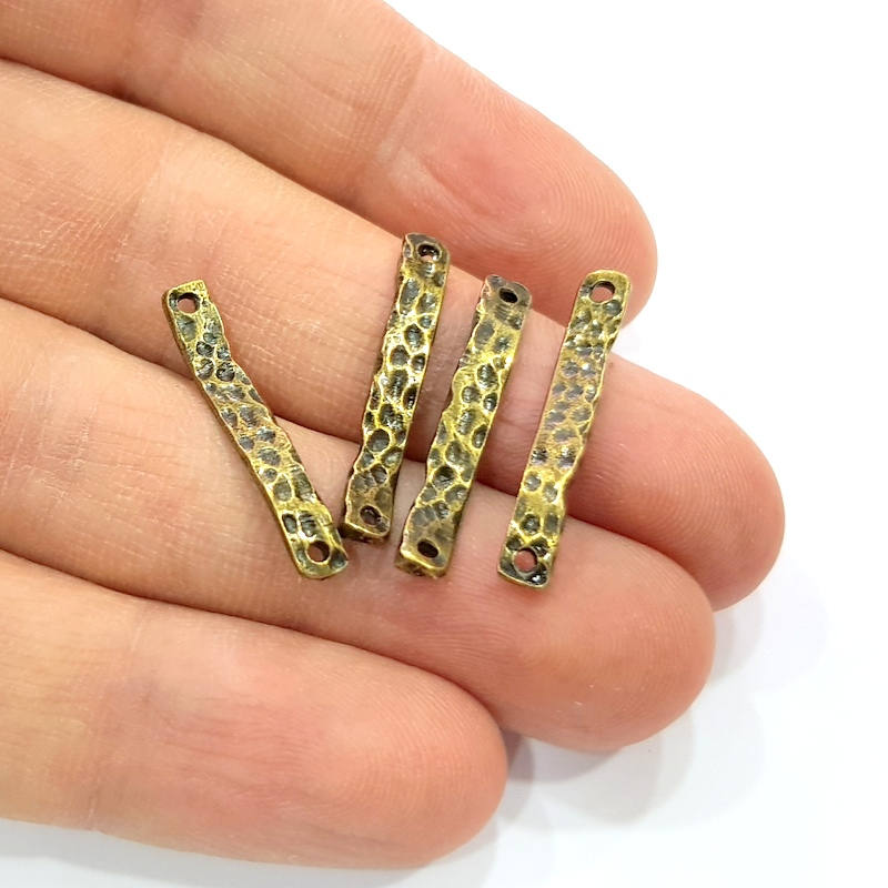 20 Ringed Rod Connector Antique Bronze Connector Pendant Antique Bronze Plated Metal (26x4mm) G10545