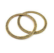 2 Large Hammered Circle Connector Antique Bronze Connector Antique Bronze Plated Metal  (58mm) G10547