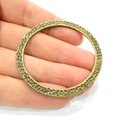 2 Large Hammered Circle Connector Antique Bronze Connector Antique Bronze Plated Metal  (58mm) G10547