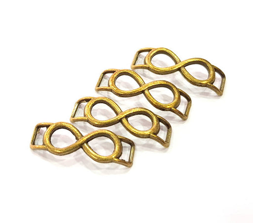 4 Infinity Charm Connector Antique Bronze Charm Antique Bronze Plated Metal Charms (31x10mm) G10550