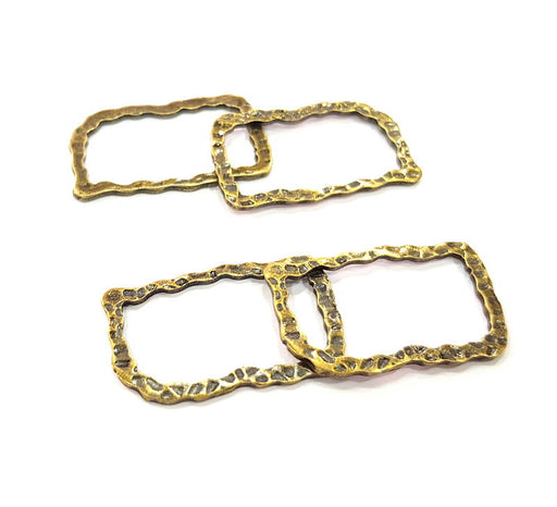 4 Hammered Frame Findings Antique Bronze Connector Antique Bronze Plated Metal  (31x18mm) G10554