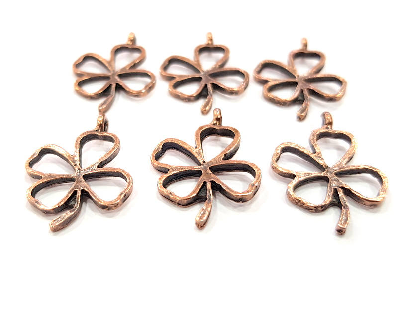 10 Clover Charm Antique Copper Charm Antique Copper Plated Metal (24x18mm) G12071