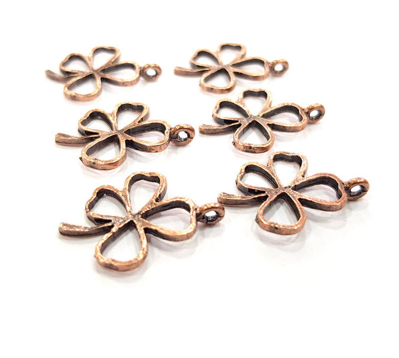 10 Clover Charm Antique Copper Charm Antique Copper Plated Metal (24x18mm) G12071