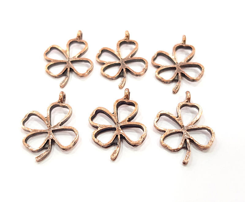 10 Clover Charm Antique Copper Charm Antique Copper Plated Metal (24x18mm) G12071