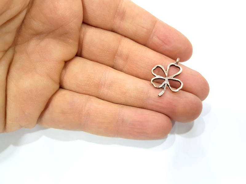 10 Clover Charm Antique Copper Charm Antique Copper Plated Metal (24x18mm) G12071