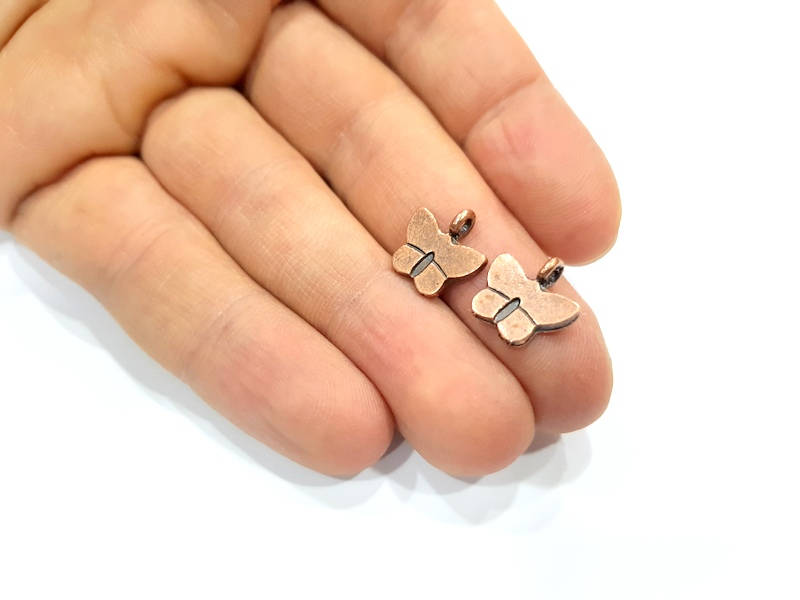 15 Butterfly Charm Antique Copper Charm Antique Copper Plated Metal (13x13mm) G12072
