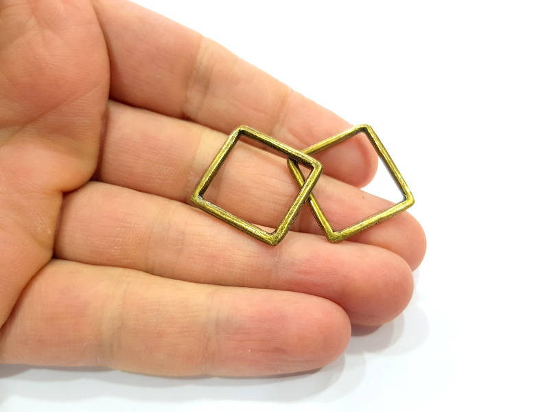 10 Square Connector Antique Bronze Connector Antique Bronze Plated Metal  (22mm) G10555