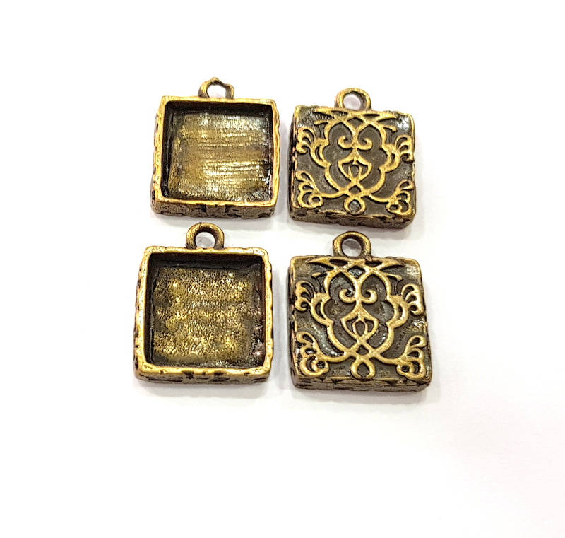 8 Antique Bronze Pendant Blank inlay Blank Mosaic Blank Resin Blank Bezel Base Setting Mountings Antique Bronze Plated(12x12mm blank) G10558