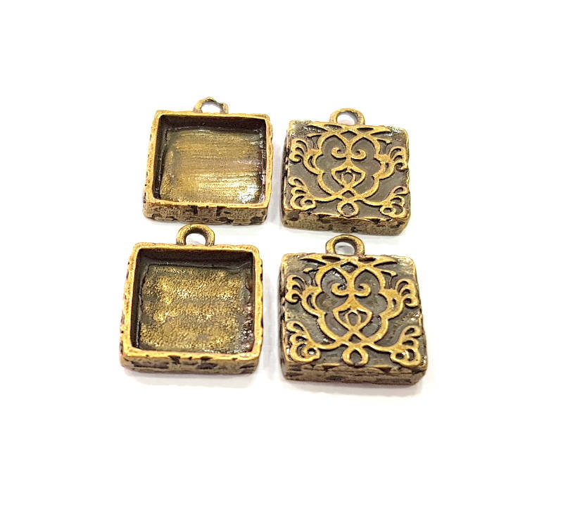 8 Antique Bronze Pendant Blank inlay Blank Mosaic Blank Resin Blank Bezel Base Setting Mountings Antique Bronze Plated(12x12mm blank) G10558