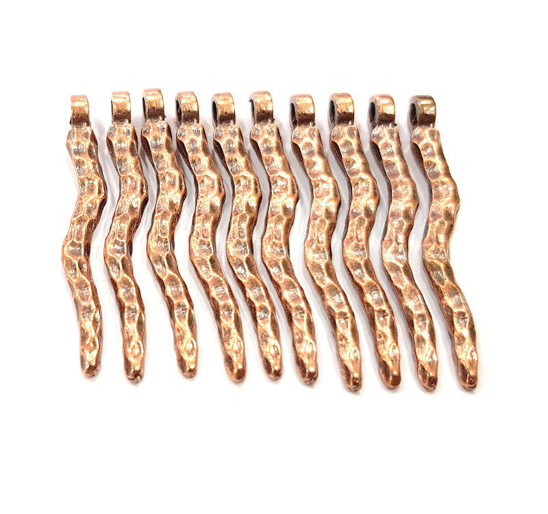 8 Copper Charm (43x4mm) Antique Copper Charm Antique Copper Plated Metal  G12075