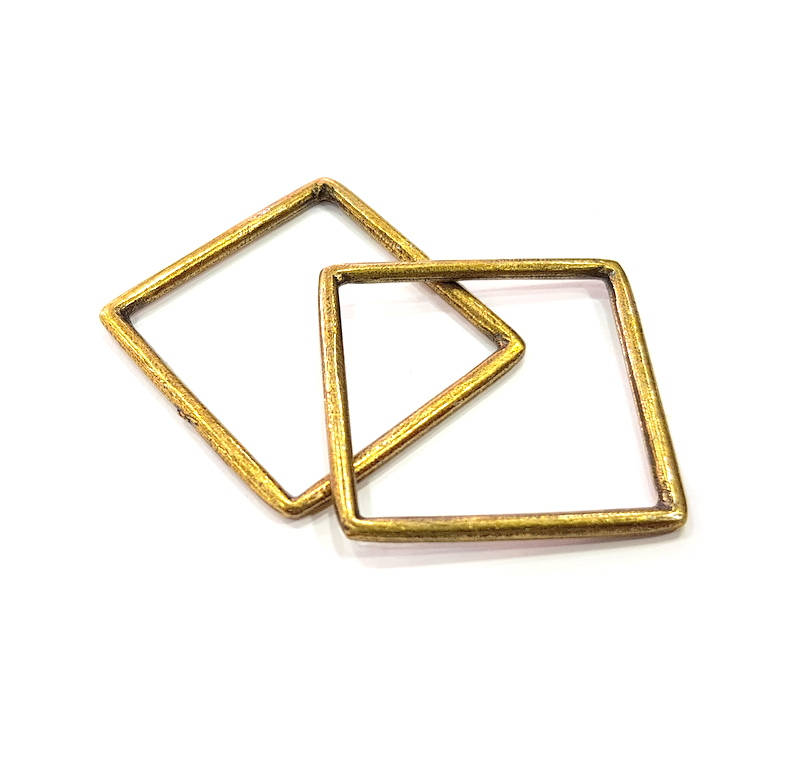 4 Square Connector Antique Bronze Connector Antique Bronze Plated Metal  (31mm) G10567