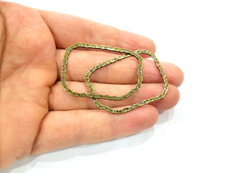 4 Hammered Square Frame Connector Antique Bronze Connector Antique Bronze Plated Metal  (45x32mm) G10568