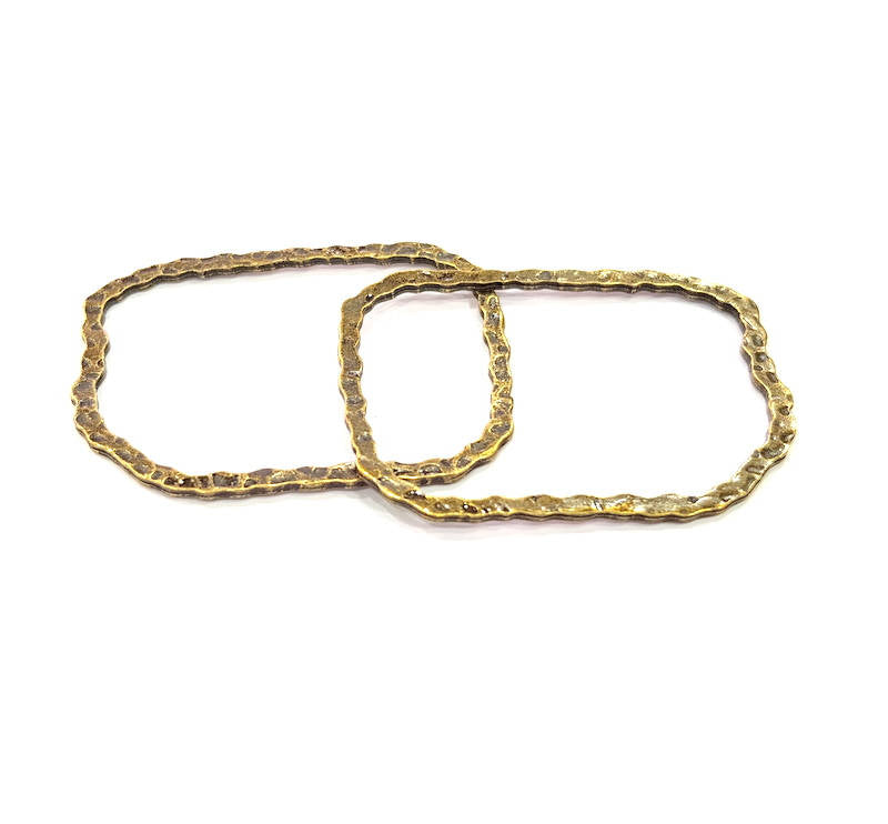 4 Hammered Square Frame Connector Antique Bronze Connector Antique Bronze Plated Metal  (45x32mm) G10568
