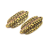 2 Mottled Charm Antique Bronze Charm Antique Bronze Plated Metal (45x19mm) G10570