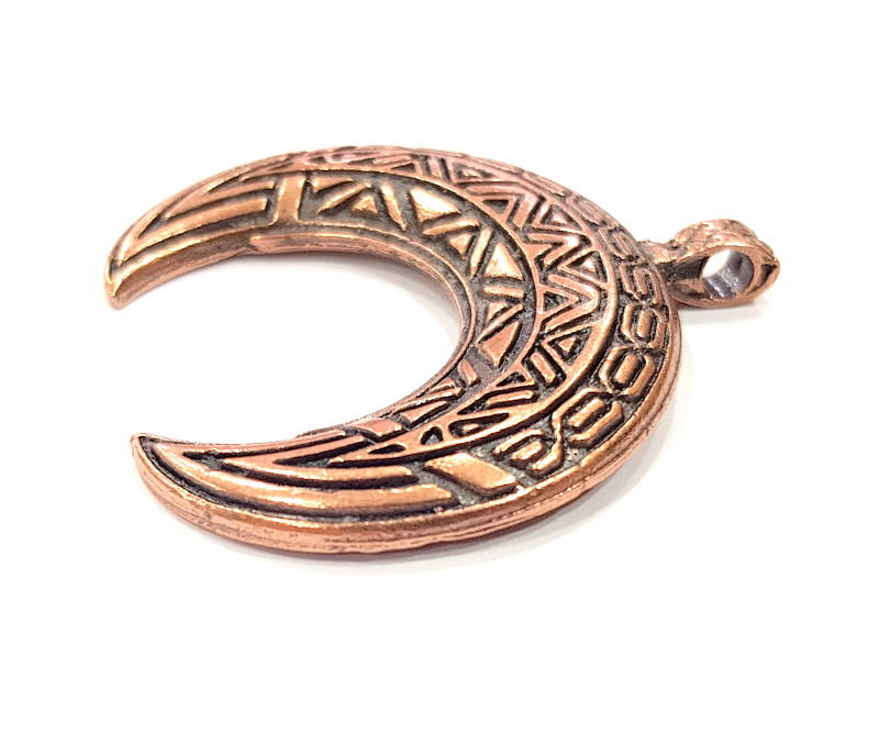 Moon Pendant Antique Copper Pendant Antique Copper Plated Metal ( 52x49 mm ) G15750