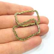 4 Hammered Square Frame Connector Antique Bronze Connector Antique Bronze Plated Metal  (35x23mm) G10573