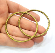 2 Large Hammered Circle Connector Antique Bronze Connector Antique Bronze Plated Metal  (56mm) G10574