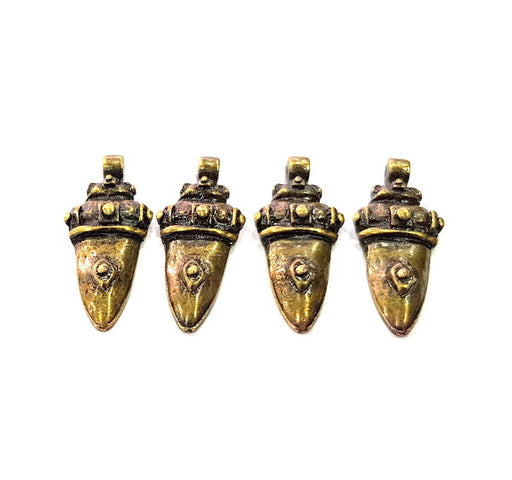4 Teeth Charm Antique Bronze Charm Antique Bronze Plated Metal  (30x12mm) G10579