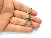 2 Antique Bronze Charm Antique Bronze Plated Metal  (51x22mm) G10584