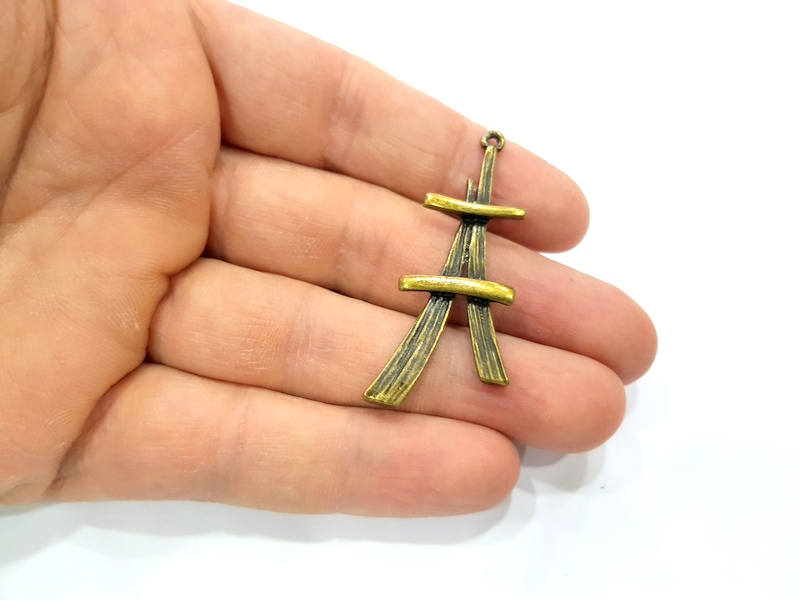 2 Antique Bronze Charm Antique Bronze Plated Metal  (51x22mm) G10584