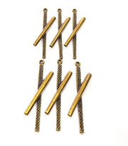6 Rod Charm Antique Bronze Charm Antique Bronze Plated Metal  (54x3mm) G10585