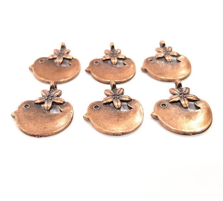 6 Bird Charm Antique Copper Charm Antique Copper Plated Metal (16x12mm) G12084