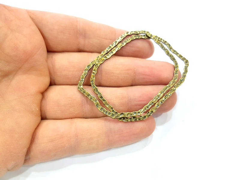 4 Hammered Square Frame Connector Antique Bronze Connector Antique Bronze Plated Metal  (55x42mm) G10586