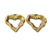 2 Heart Charm Antique Bronze Charm Antique Bronze Plated Metal Charms (32x30mm) G10594