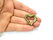2 Heart Charm Antique Bronze Charm Antique Bronze Plated Metal Charms (32x30mm) G10594