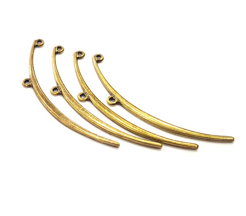 4 Ringed Rod Connector Antique Bronze Connector Pendant Antique Bronze Plated Metal (60x3mm) G10595
