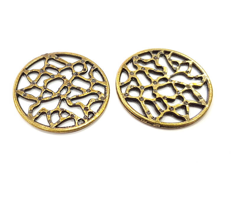 2 Antique Bronze Charm Antique Bronze Plated Metal  (29mm) G10596