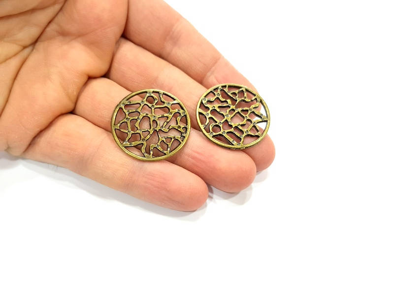 2 Antique Bronze Charm Antique Bronze Plated Metal  (29mm) G10596