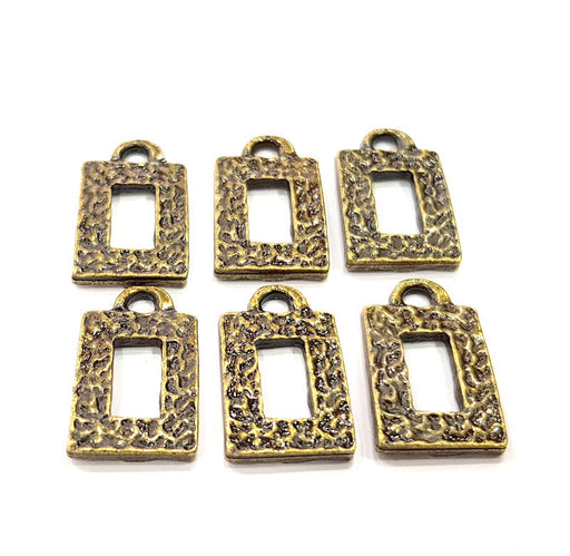 6 Square Frame Charm Antique Bronze Charm Antique Bronze Plated Metal Charms (20x12mm) G10597