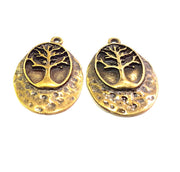 2 Tree Charm Antique Bronze Charm Antique Bronze Plated Metal Charms (32x30mm) G16448