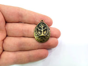 2 Tree Charm Antique Bronze Charm Antique Bronze Plated Metal Charms (32x30mm) G16448