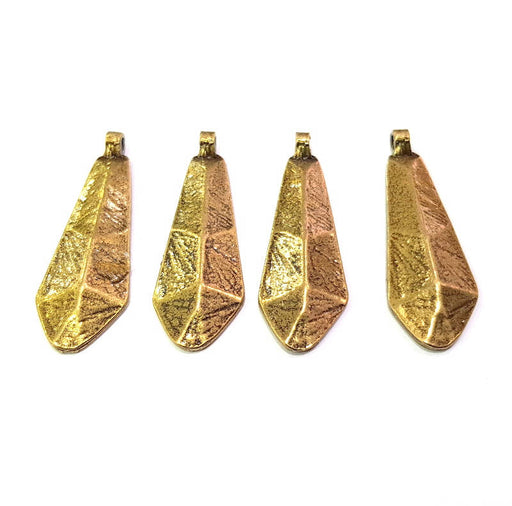 4 Antique Bronze Charm Antique Bronze Plated Metal  (38x13mm) G10601