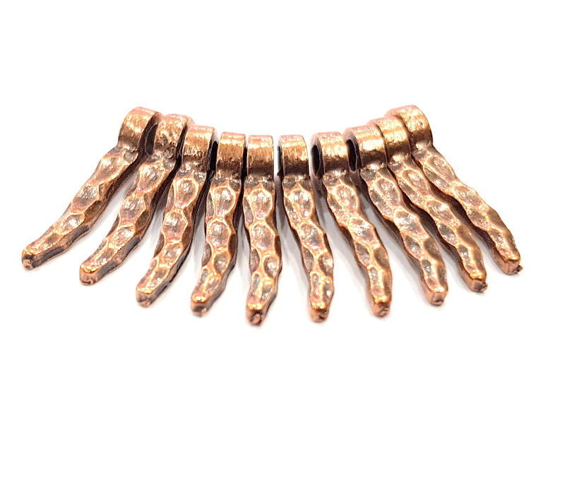 10 Copper Charm (22x4mm) Antique Copper Charm Antique Copper Plated Metal  G12089