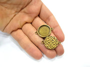 4 Antique Bronze Connector Pendant Blank inlay Blank Mosaic Blank Resin Blank Bezel Base Setting Mountings (18mm blank) G12114