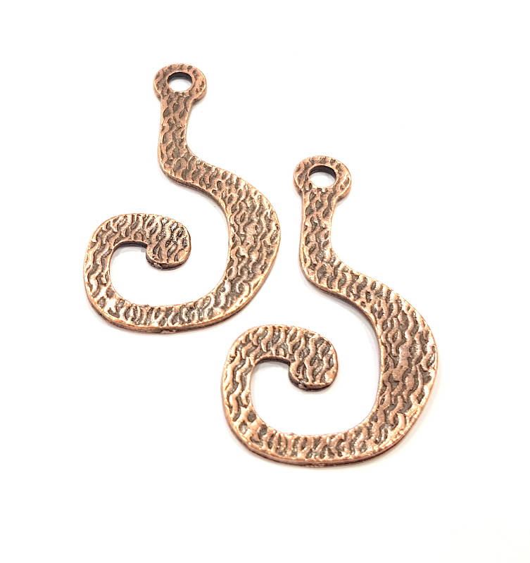 2 Inverse Question Mark Charm Antique Copper Charm Antique Copper Plated Metal (53x28mm) G10607