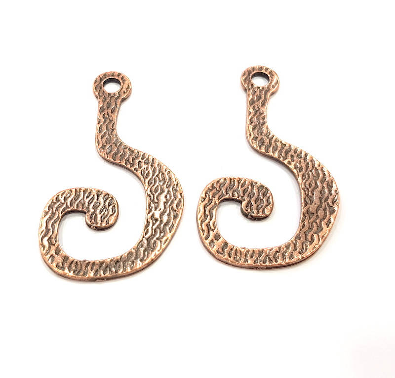 2 Inverse Question Mark Charm Antique Copper Charm Antique Copper Plated Metal (53x28mm) G10607