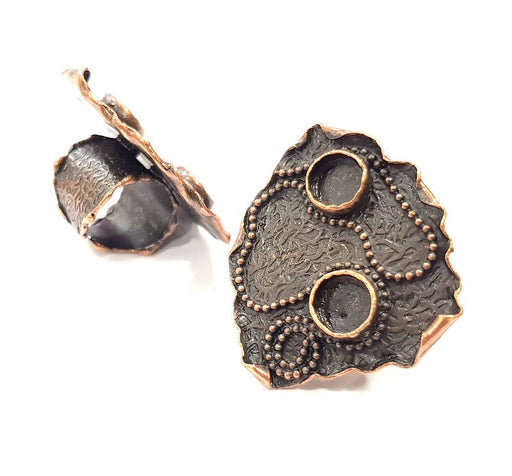 Copper Ring Settings inlay Ring Blank Mosaic Ring Bezel Base Cabochon Mountings (10mm blank) Antique Copper Plated Brass G10608