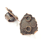 Copper Ring Settings inlay Ring Blank Mosaic Ring Bezel Base Cabochon Mountings (10mm blank) Antique Copper Plated Brass G10608
