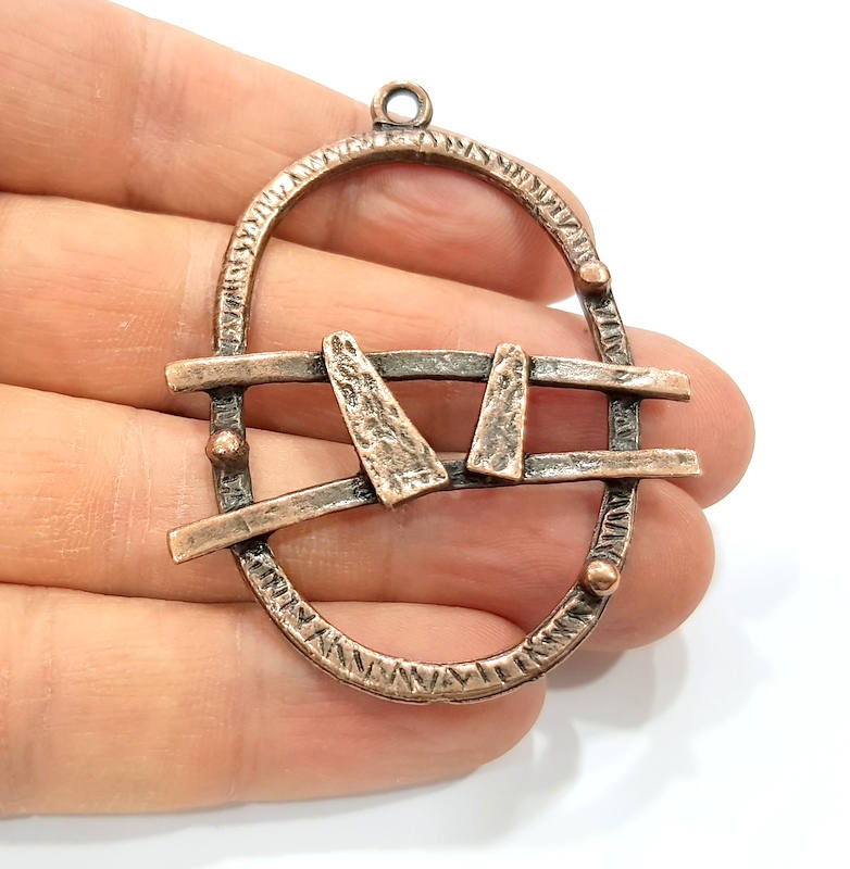2 Antique Copper Charm Antique Copper Plated Metal (63x46mm)  G16435