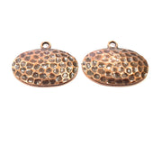 2 Hammered Copper Charm Antique Copper Charm Antique Copper Plated Metal (35x28mm) G16738