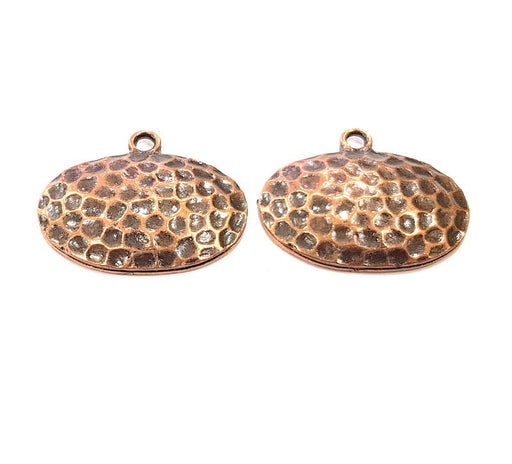 2 Hammered Copper Charm Antique Copper Charm Antique Copper Plated Metal (35x28mm) G16738