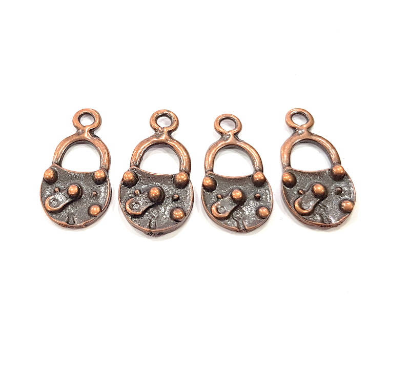 4 Lock Charm Antique Copper Charm Antique Copper Plated Metal (28x14mm) G10614
