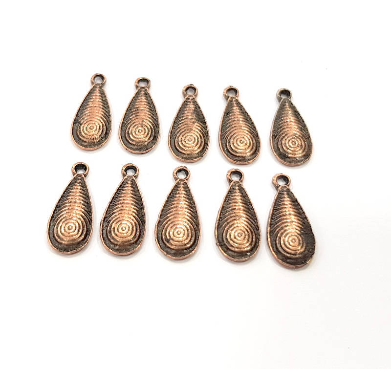 20 Drop Charm Antique Copper Charm Antique Copper Plated Metal (16x7mm) G10617